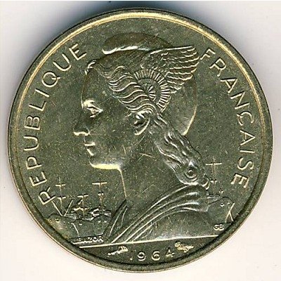 Коморские острова 10 франков 1964 год