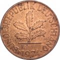 ФРГ 2 пфеннига 1974 год (F)