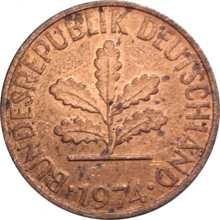 ФРГ 2 пфеннига 1974 год (F)
