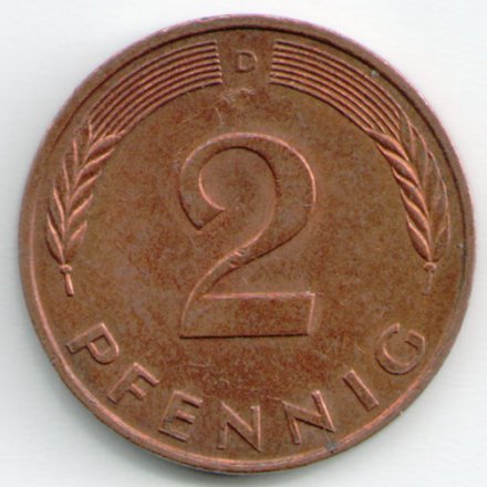 ФРГ 2 пфеннига 1991 год (D)