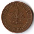 ФРГ 2 пфеннига 1991 год (D)