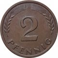 ФРГ 2 пфеннига 1964 год - J