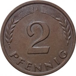 ФРГ 2 пфеннига 1964 год - J