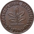 ФРГ 2 пфеннига 1964 год - J