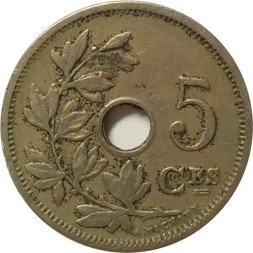 Бельгия 5 сантимов 1906 год BELGIQUE