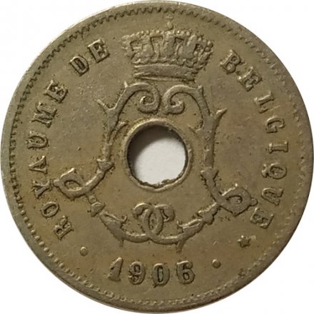 Бельгия 5 сантимов 1906 год BELGIQUE
