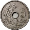 Бельгия 5 сантимов 1906 год BELGIQUE