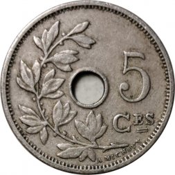 Бельгия 5 сантимов 1906 год BELGIQUE