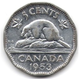 Канада 5 центов 1953 год