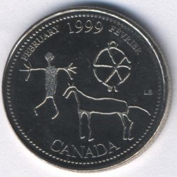 Канада 25 центов 1999 год - Февраль