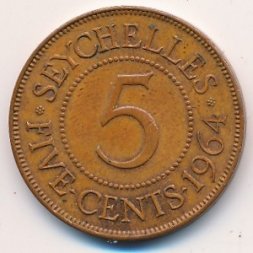 Сейшелы 5 центов 1964 год