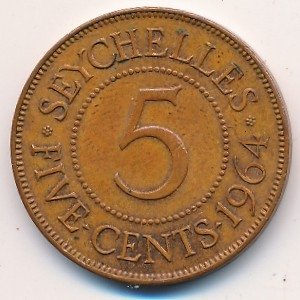 Сейшелы 5 центов 1964 год