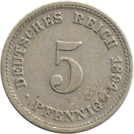 Германия 5 пфеннигов 1894 год (D)