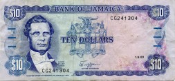 Ямайка 10 долларов 1989 год