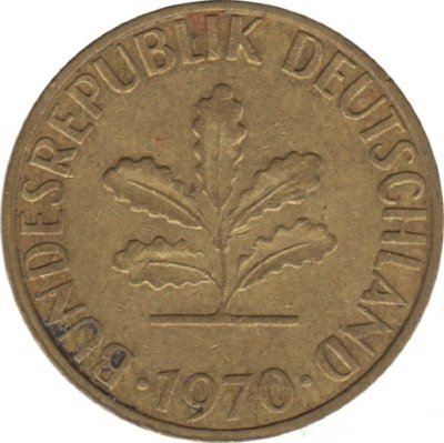 ФРГ 5 пфеннигов 1970 год - F