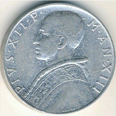 Ватикан 10 лир 1951 год - Папа Пий XII