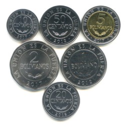 Набор из 6 монет Боливия 2012 - 2017 год - Регулярный выпуск