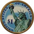 США 1 доллар 2009 год (D) - 9-ый Президент США - Уильям Генри Гаррисон (цветная эмаль)