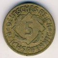 Веймарская республика 5 рейхспфеннигов 1925 год (G)