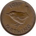 Великобритания 1 фартинг 1937 год - Крапивник