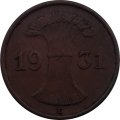 Веймарская республика 1 рейхспфенниг 1931 год (E)