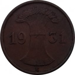 Веймарская республика 1 рейхспфенниг 1931 год (E)