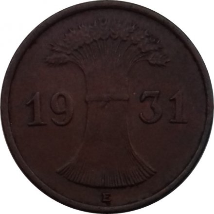 Веймарская республика 1 рейхспфенниг 1931 год (E)