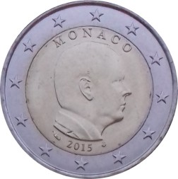 Монета Монако 2 евро 2015 год - Альбер II