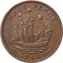 Великобритания 1/2 пенни 1964 год