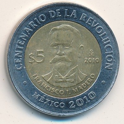 Мексика 5 песо 2010 год