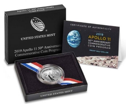 США 1/2 доллара 2019 год - 50 лет Космической программе Аполлон-11 UNC