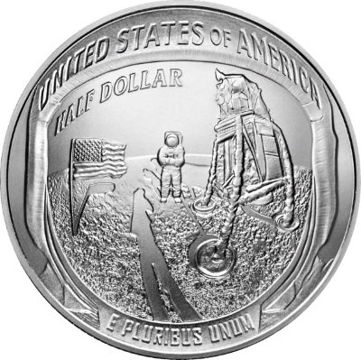 США 1/2 доллара 2019 год - 50 лет Космической программе Аполлон-11 UNC