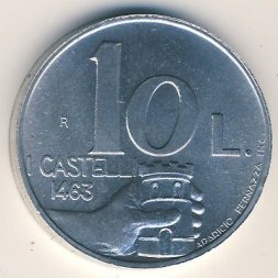 Сан-Марино 10 лир 1991 год