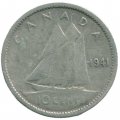 Канада 10 центов 1941 год