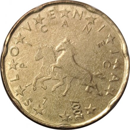 Словения 20 евроцентов 2007 год - Липпицианская лошадь