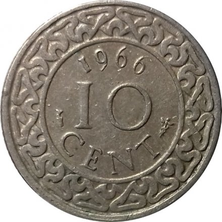 Суринам 10 центов 1966 год