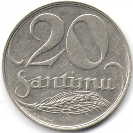 Латвия 20 сантимов 1922 год
