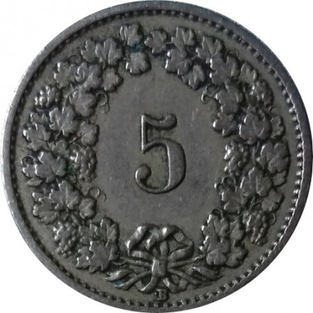 Швейцария 5 раппенов 1919 год