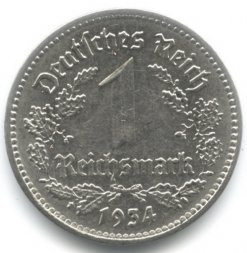 Третий Рейх 1 рейхсмарка 1934 год (D)