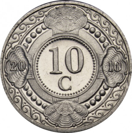 Антильские острова 10 центов 2010 год - Ветка апельсина