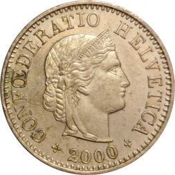 Швейцария 5 раппенов 2000 год