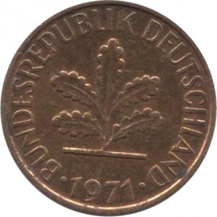 ФРГ 1 пфенниг 1971 год (D)