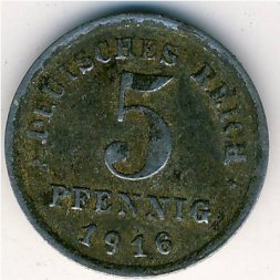 Германия 5 пфеннигов 1916 год
