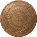 Уругвай 4 сентесимо 1869 год (H)