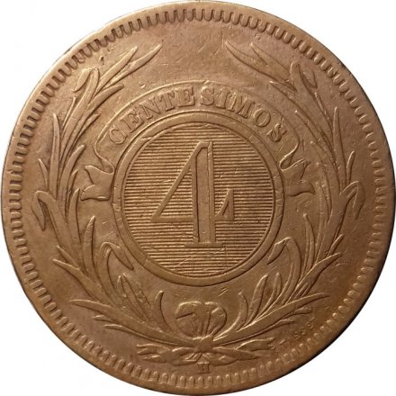 Уругвай 4 сентесимо 1869 год (H)