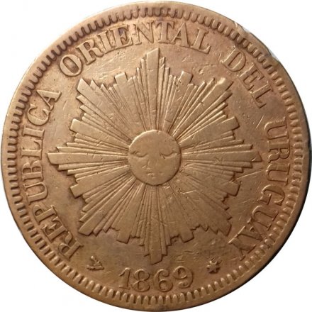 Уругвай 4 сентесимо 1869 год (H)