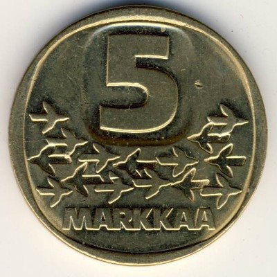 Финляндия 5 марок 1993 год