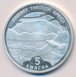 Монета Малави 5 квача 2006 год - Путешествие по Африке. Килиманджаро