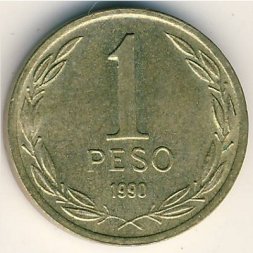 Чили 1 песо 1990 год