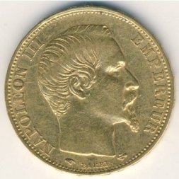 Франция 20 франков 1857 год